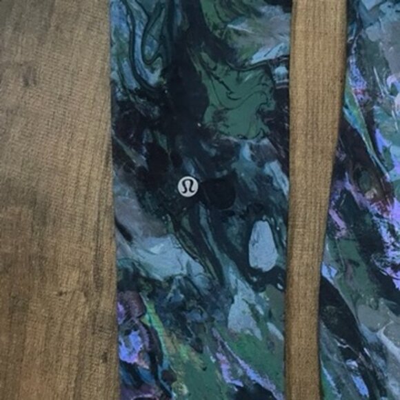 Lululemon Wunder Under High Rise Tight Leggings 25” Size 0 Green Purple Marble - Picture 7 of 8